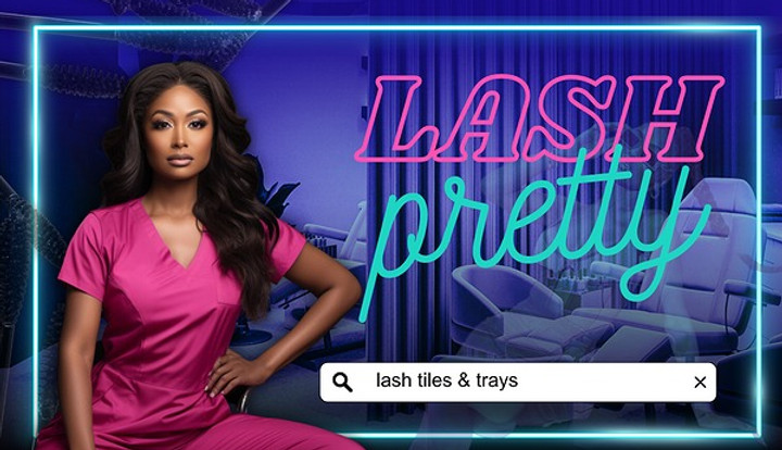 woman wearing fuschia scrubs in a lash studio setting